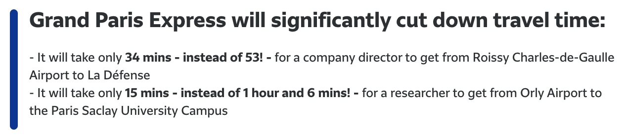 Grand Paris Express travel times