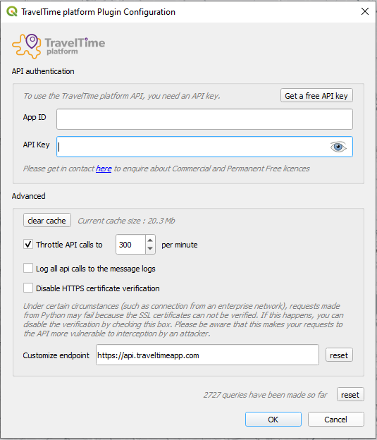 TravelTime QGIS plugin_screenshot