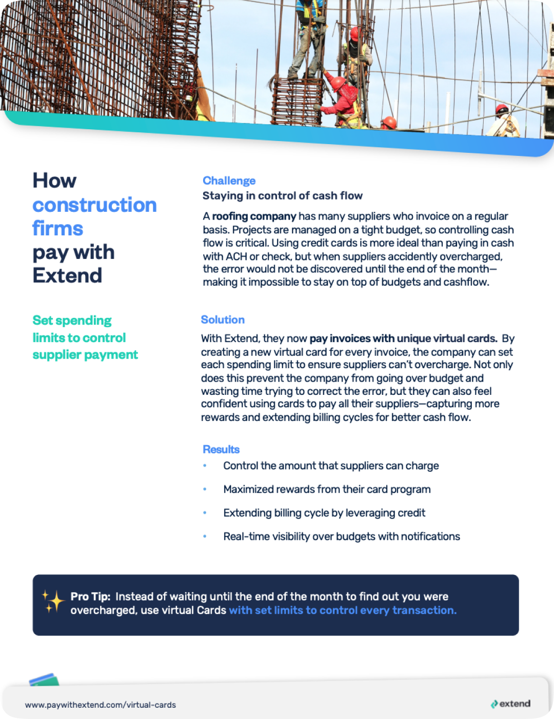 How construction firms pay with Extend