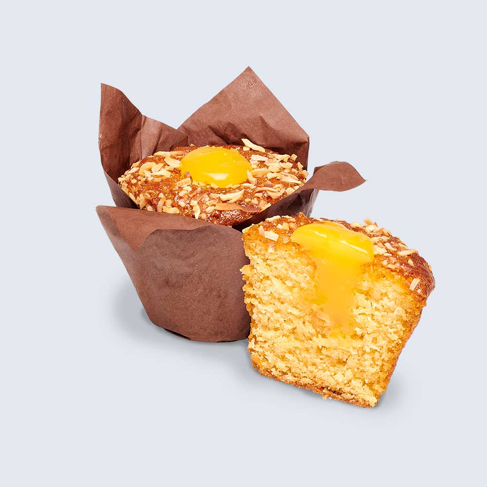 Lemon and Coconut Syrup Muffins Injected