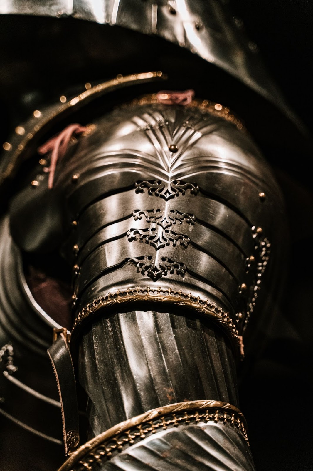 close up of a shoulder piece of armor