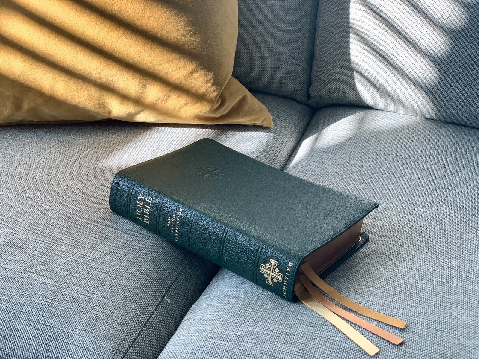 bible on a couch