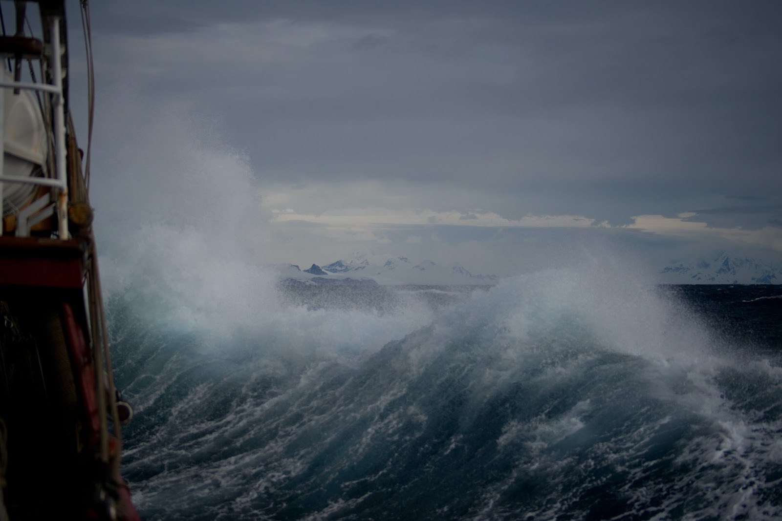 a boat on a raging storm