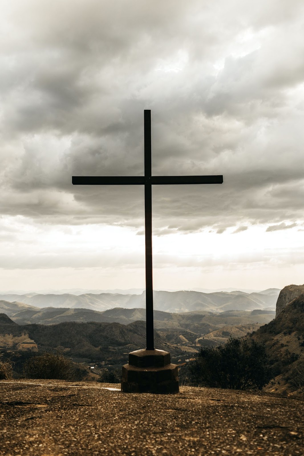 a cross on a moutain