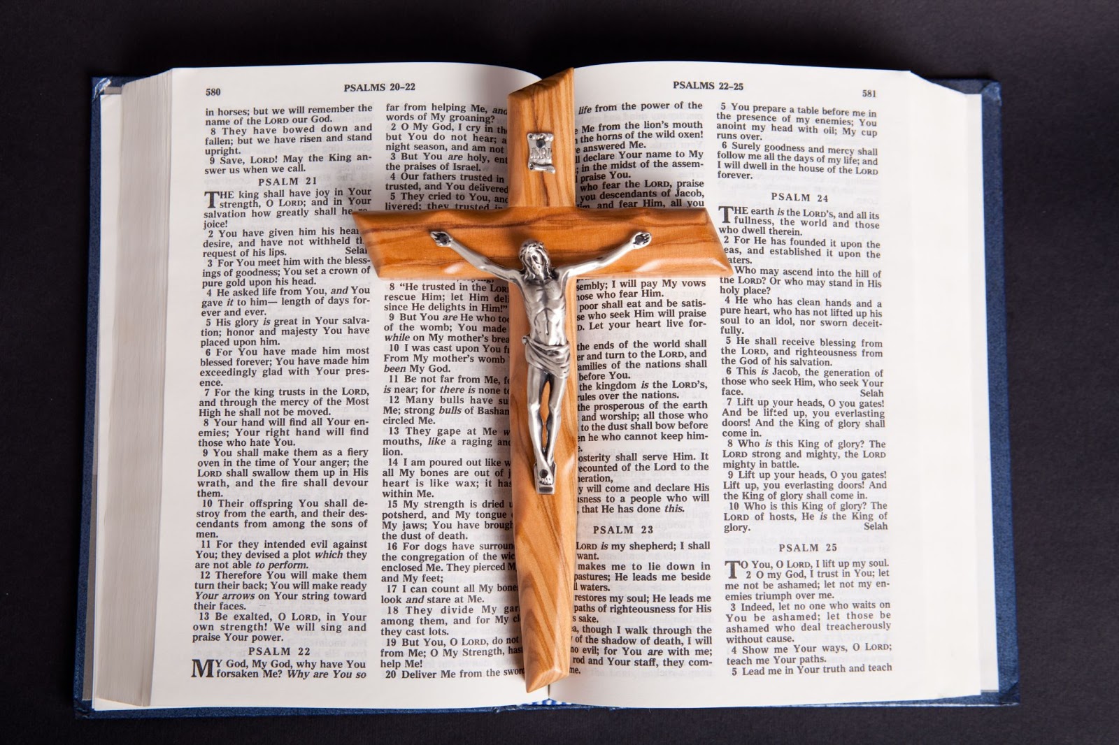 Jesus on the cross resting on an open Bible