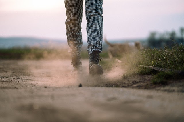 Walking along a path