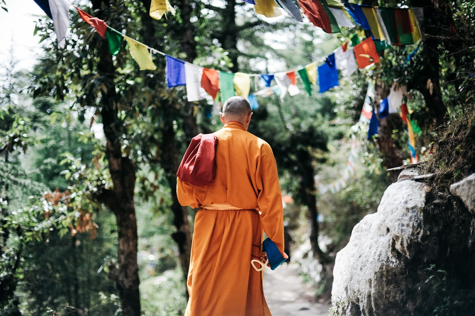 Buddhist monk walking away
