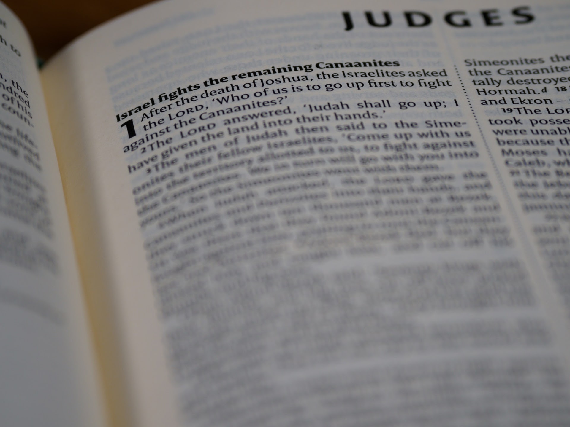 a close up of the Book of Judges chapter in the Bible