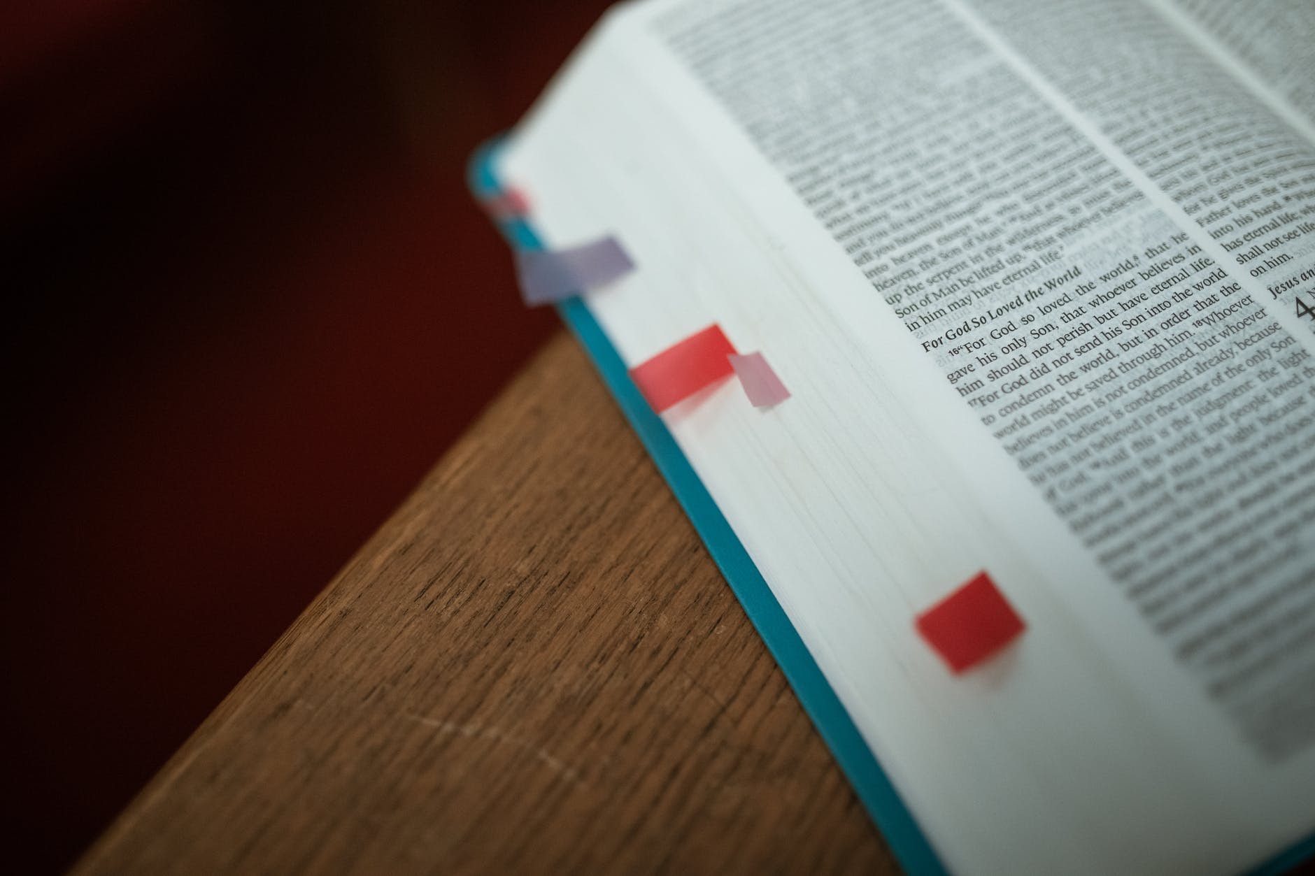 the Bible with bookmarked pages