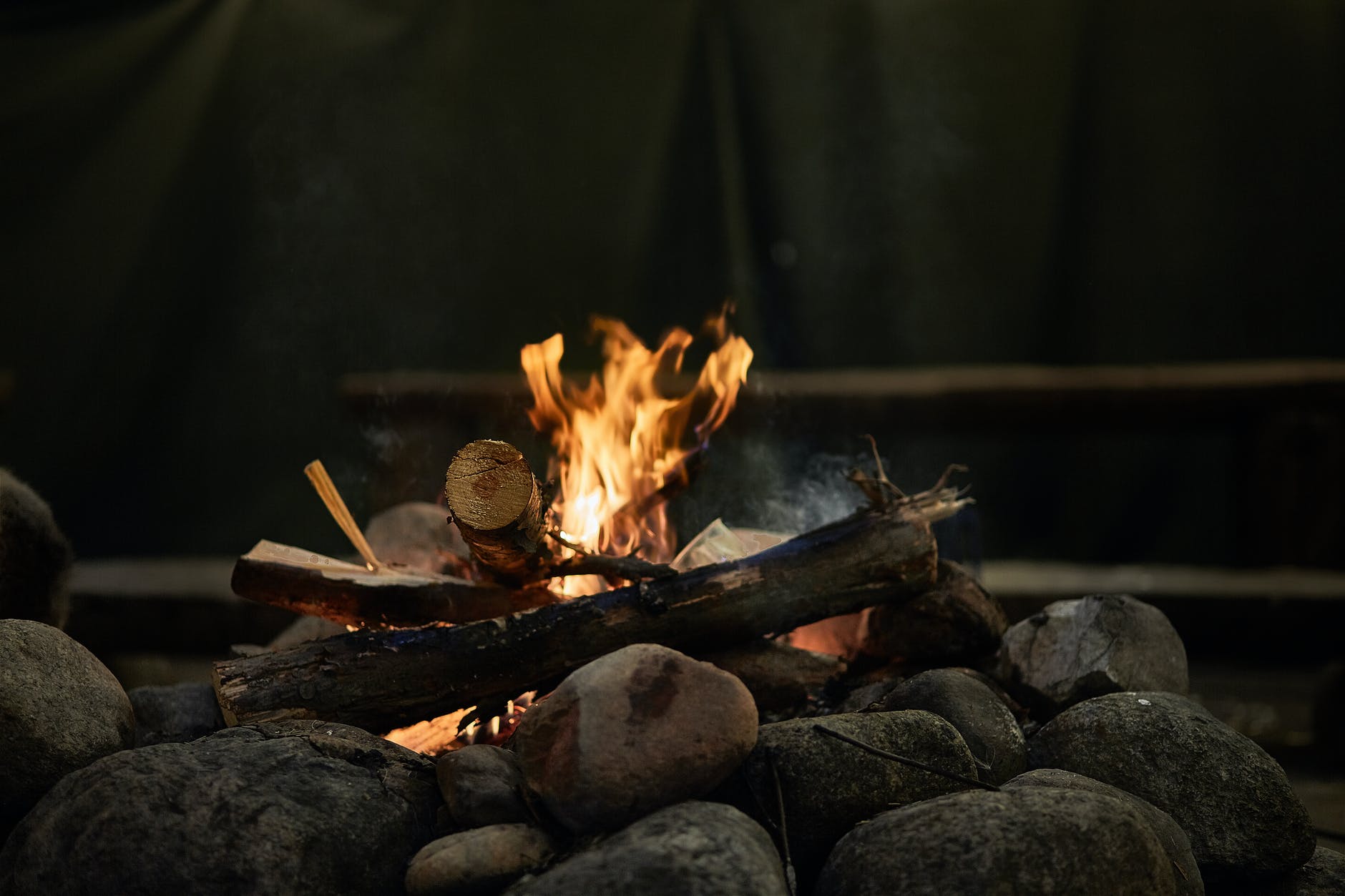 campfire on rocks and sticks
