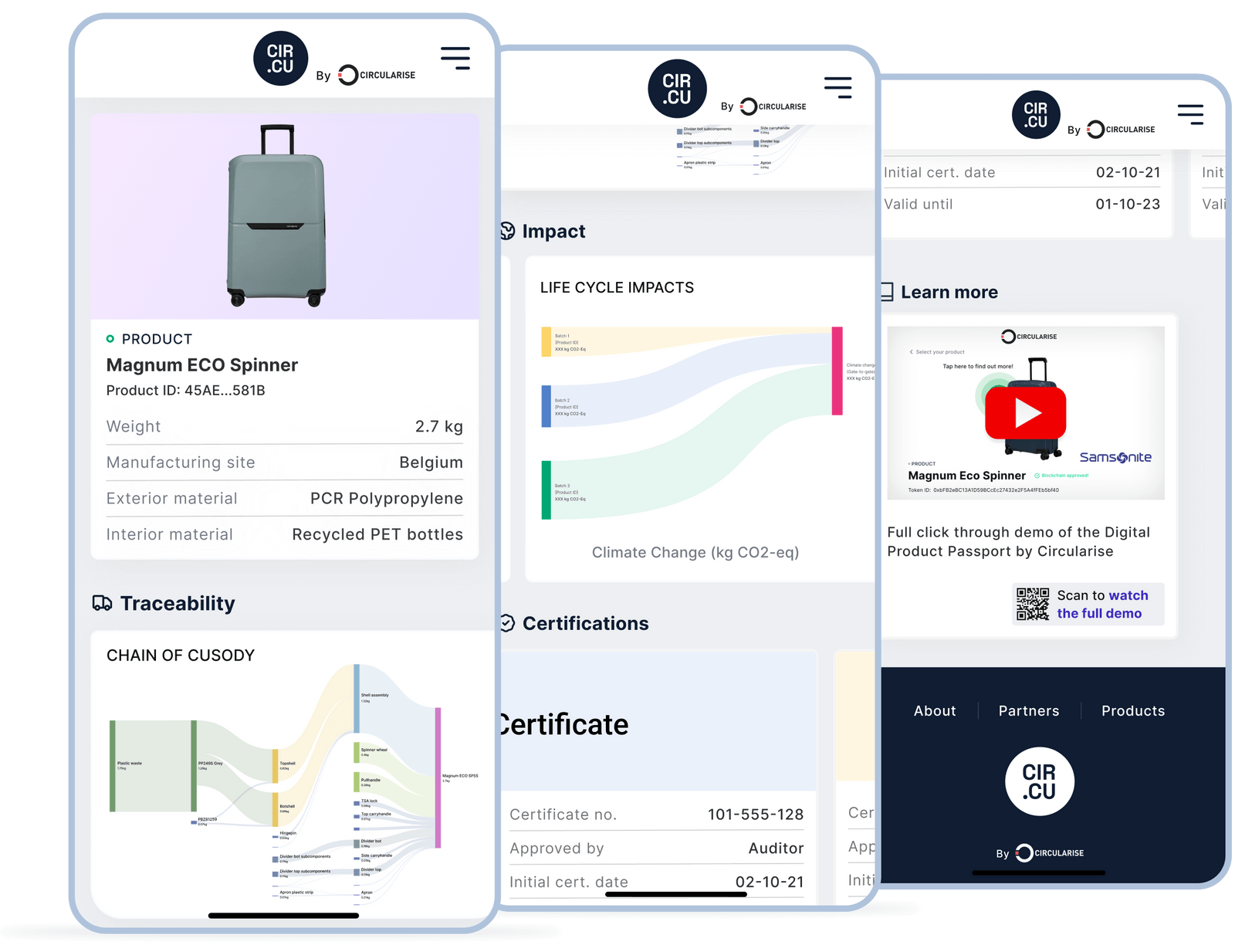 Figure: An example of Samsonite storytelling by using digital product passports