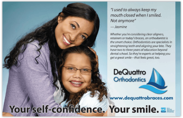 orthodontic postcard marketing for a straighter smile