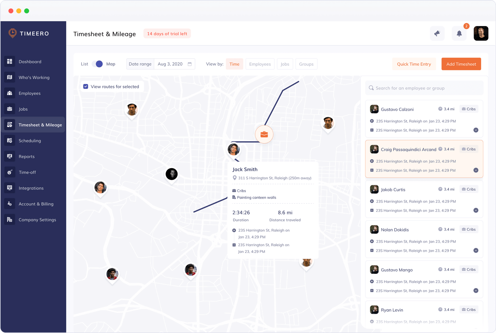 GPS Time Clock App for Employees Timeero