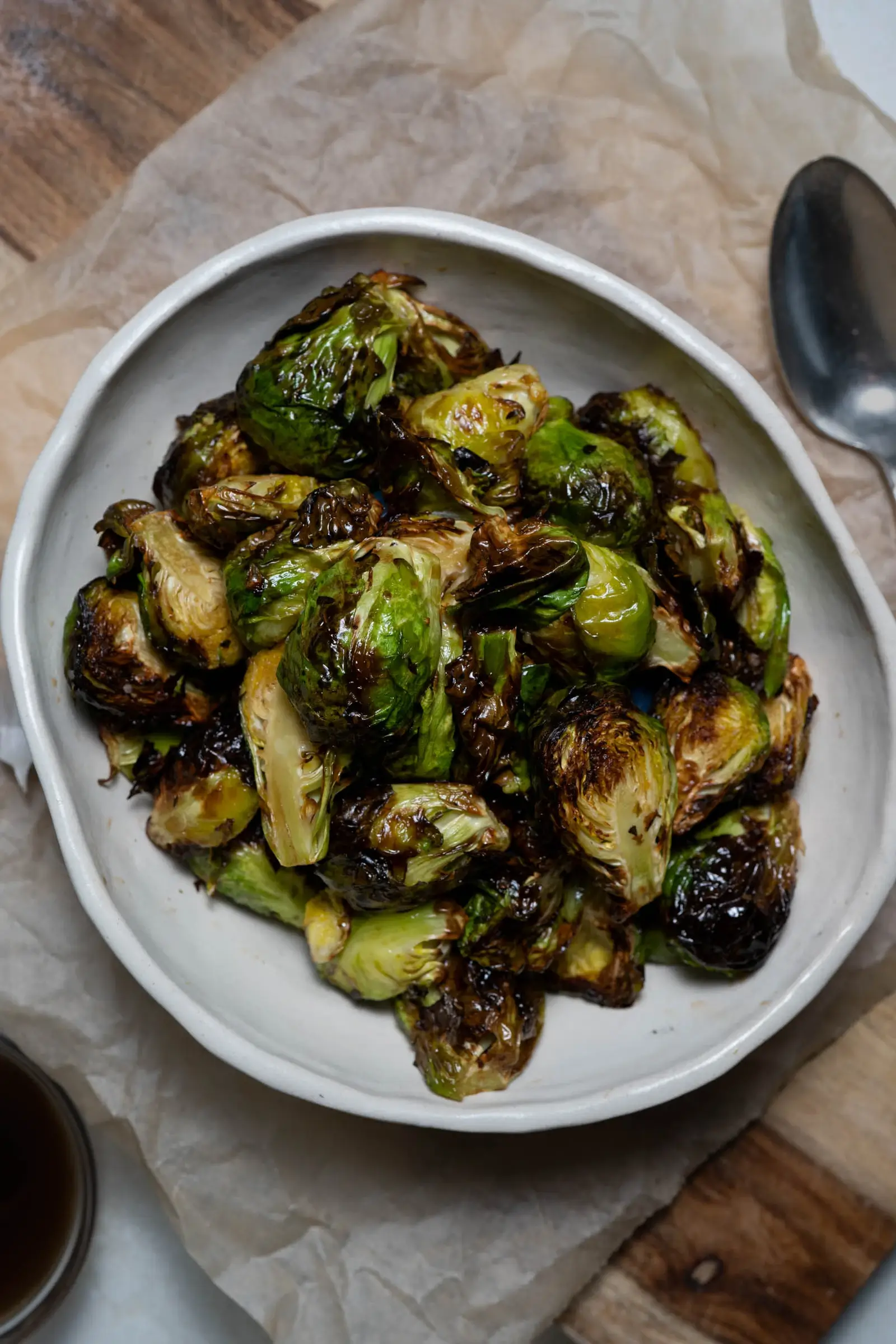 Air Fryer Brussel Sprouts with a Maple Balsamic Sauce