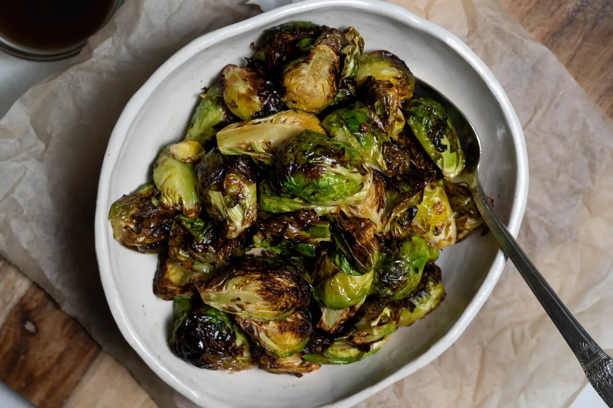 Air Fryer Brussel Sprouts with a Maple Balsamic Sauce