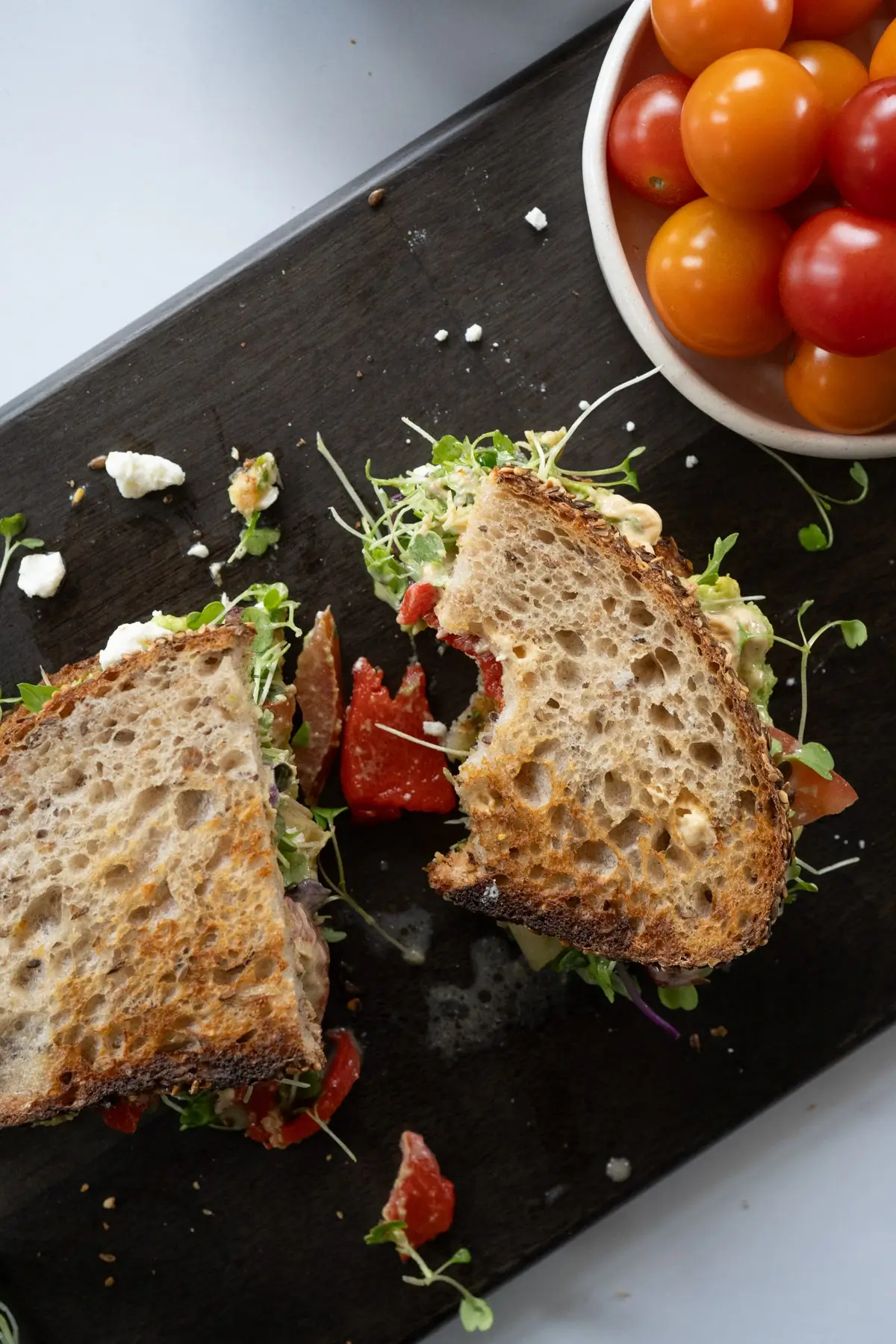 Easy Mediterranean Veggie Sandwich on Toasted Bread