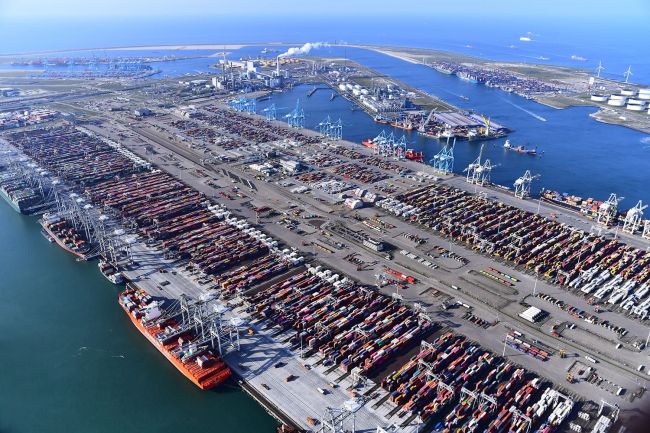 This is the picture of the busiest port in the Europe, Port of Rotterdam.