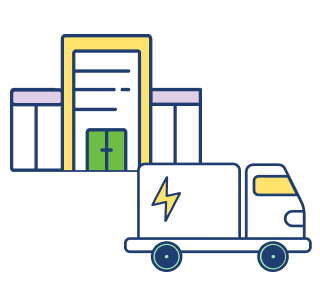 XeroE next day delivery depot and electric van icon
