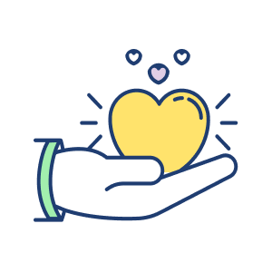 XeroE heart in hand giving back icon