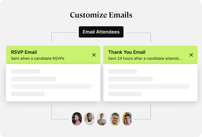 Event management with customized emails.