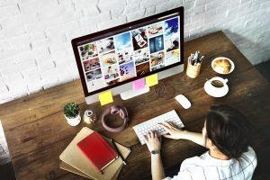 A person creating content through Interactive content creation platform.
