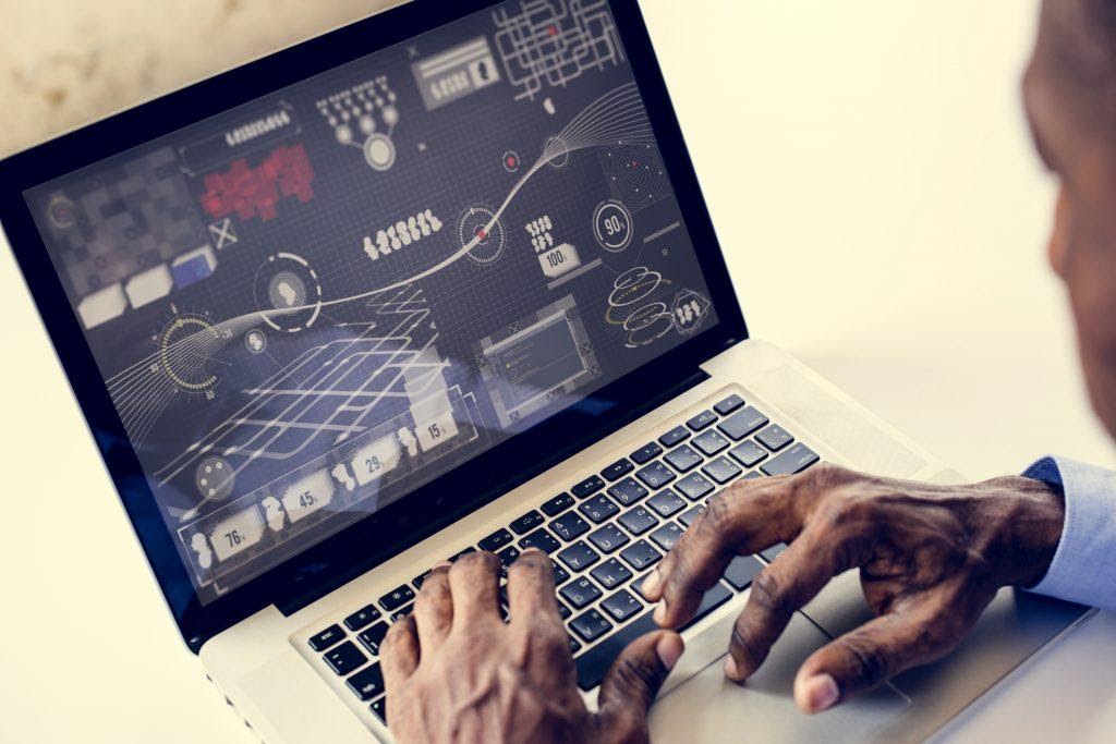 A person interacting with visual content.