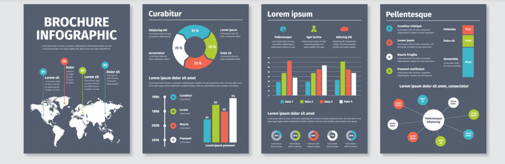 Different pages of infographics.