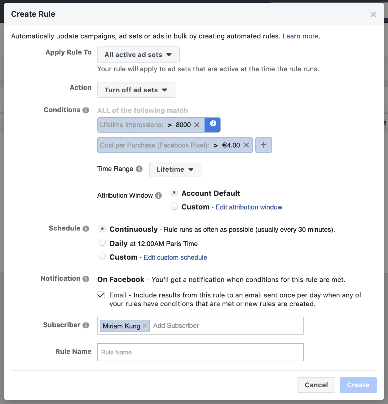 Facebook Automated Rules