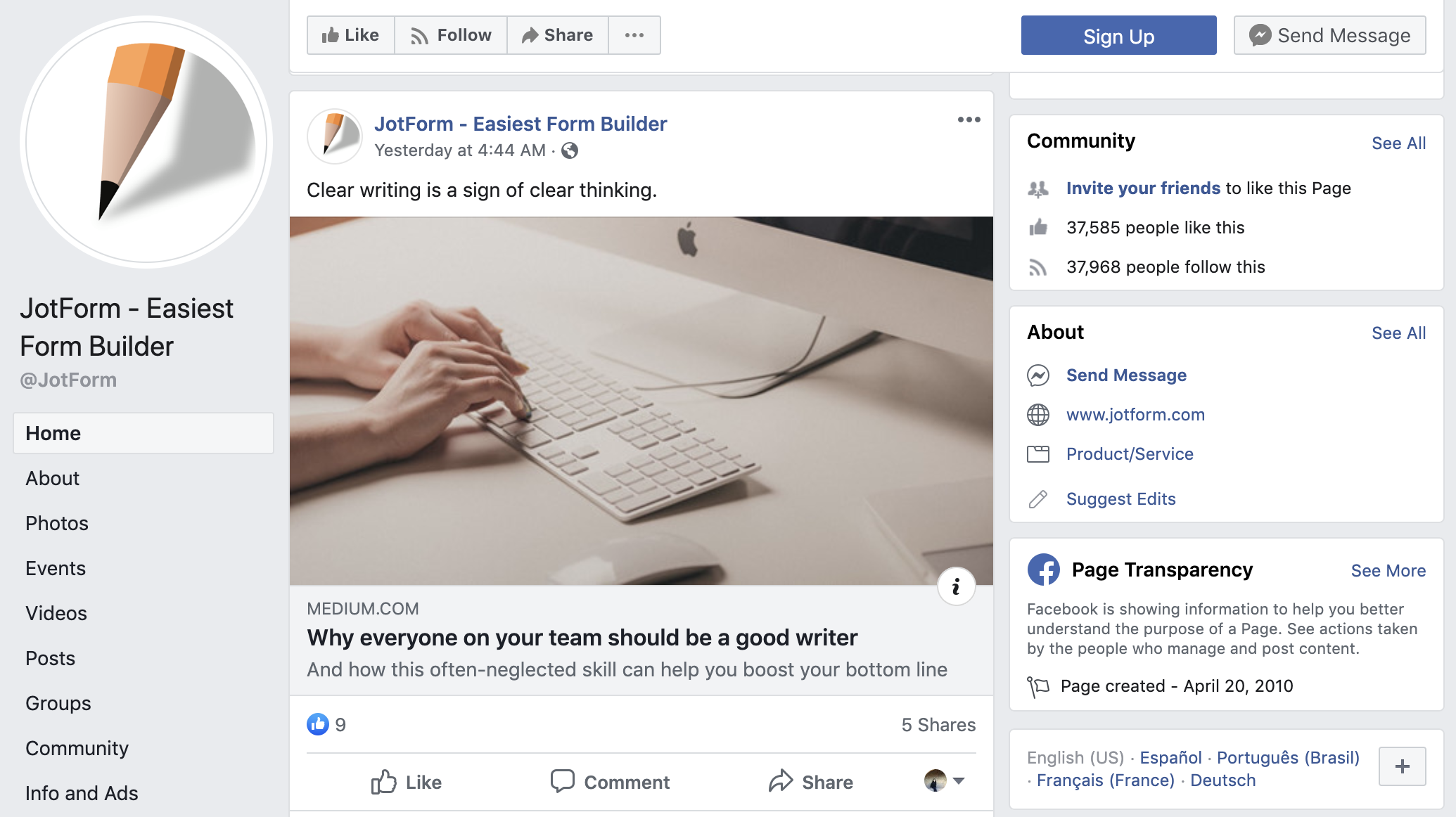 JotForm Medium link