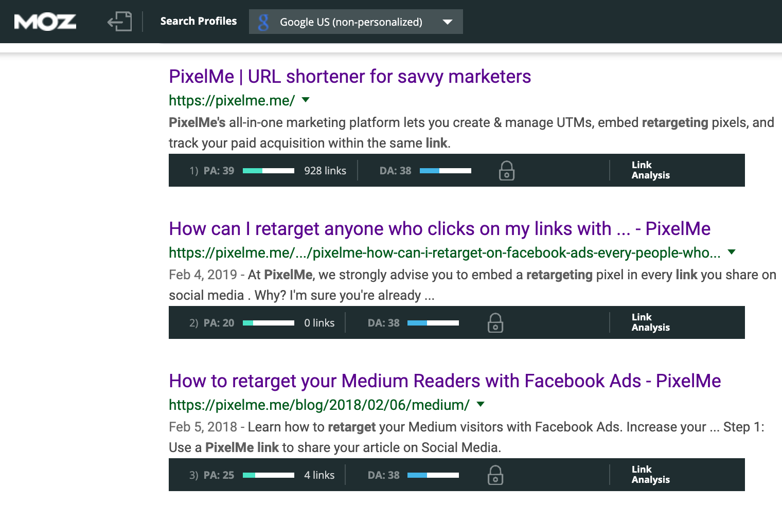 MozBar chrome extension