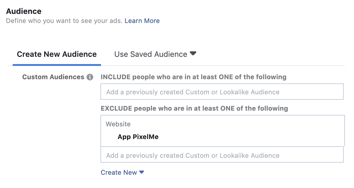 Facebook Custom Audience exclusion