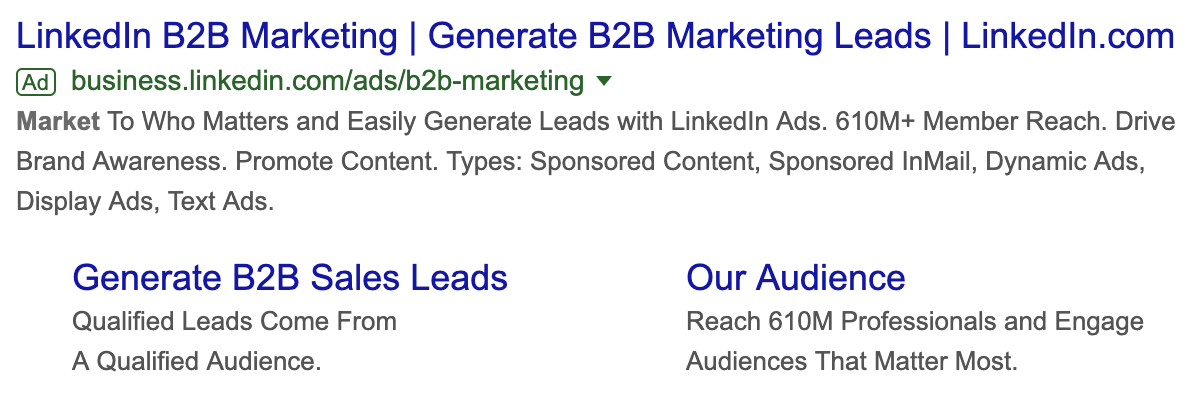 LinkedIn Google Ads landing pages
