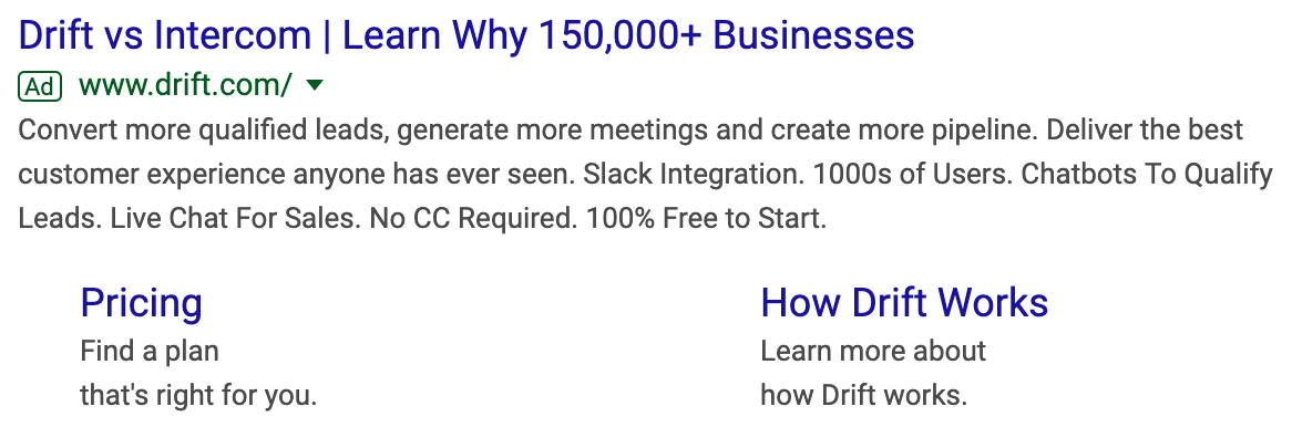 Drift Google Ads competitors