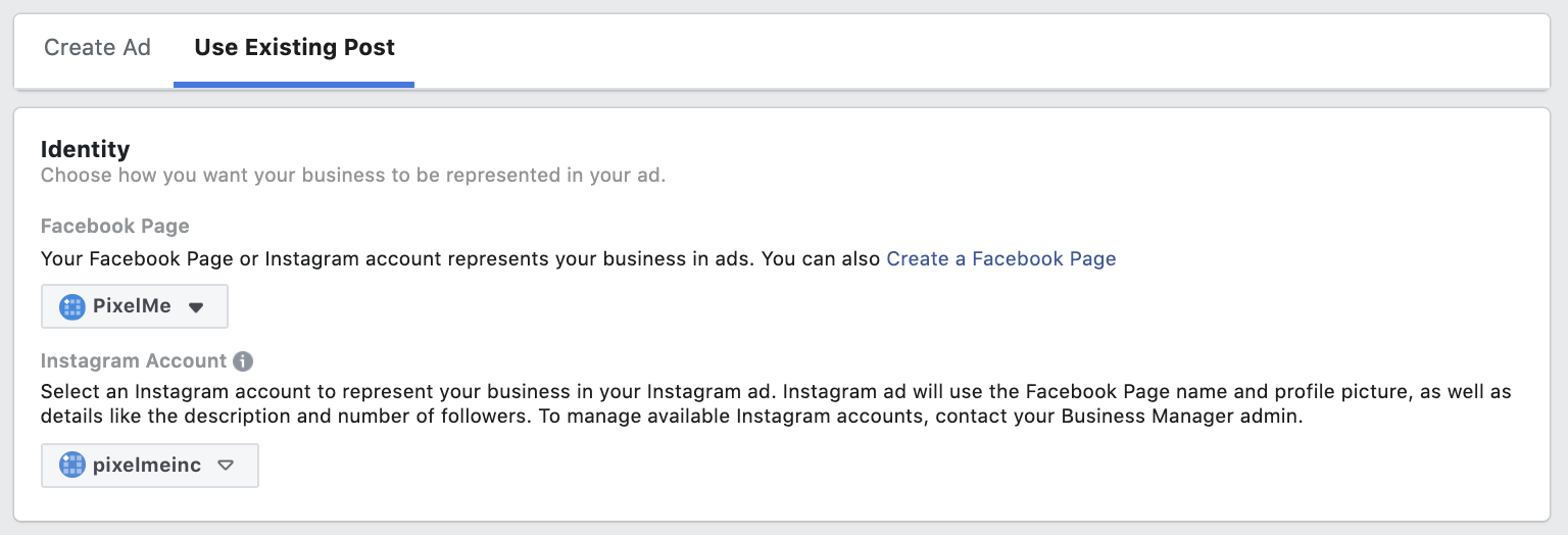 Facebook Ad - Use Existing Post