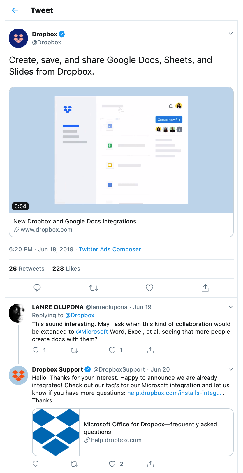 Dropbox Twitter Ad details