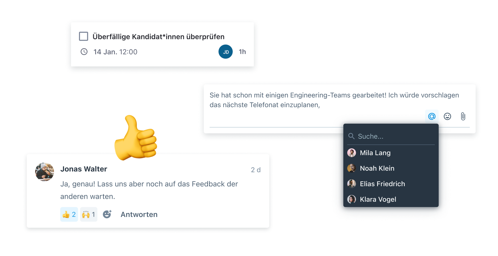 Notizen und Aufgaben in Recruitee