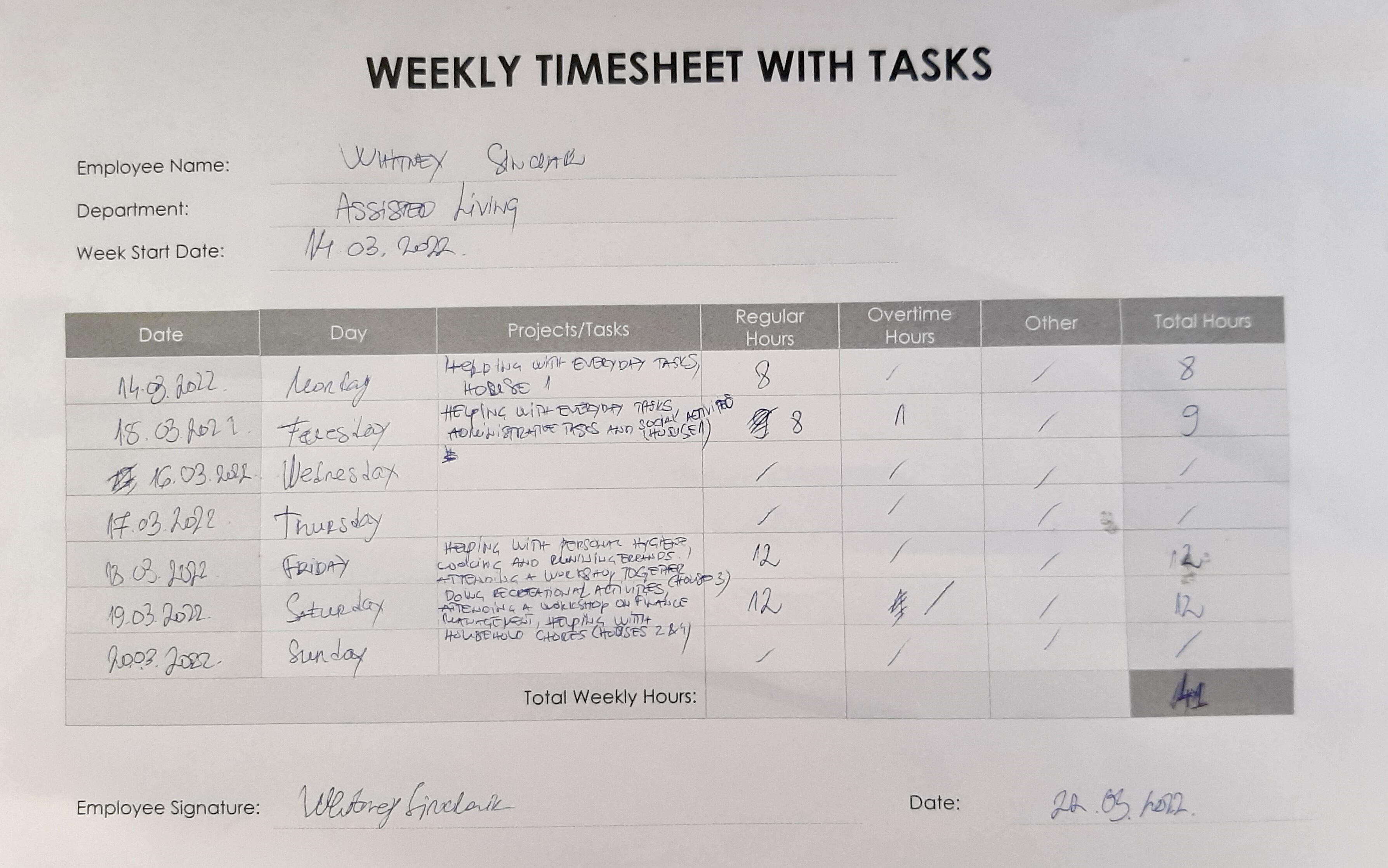 paper timesheet