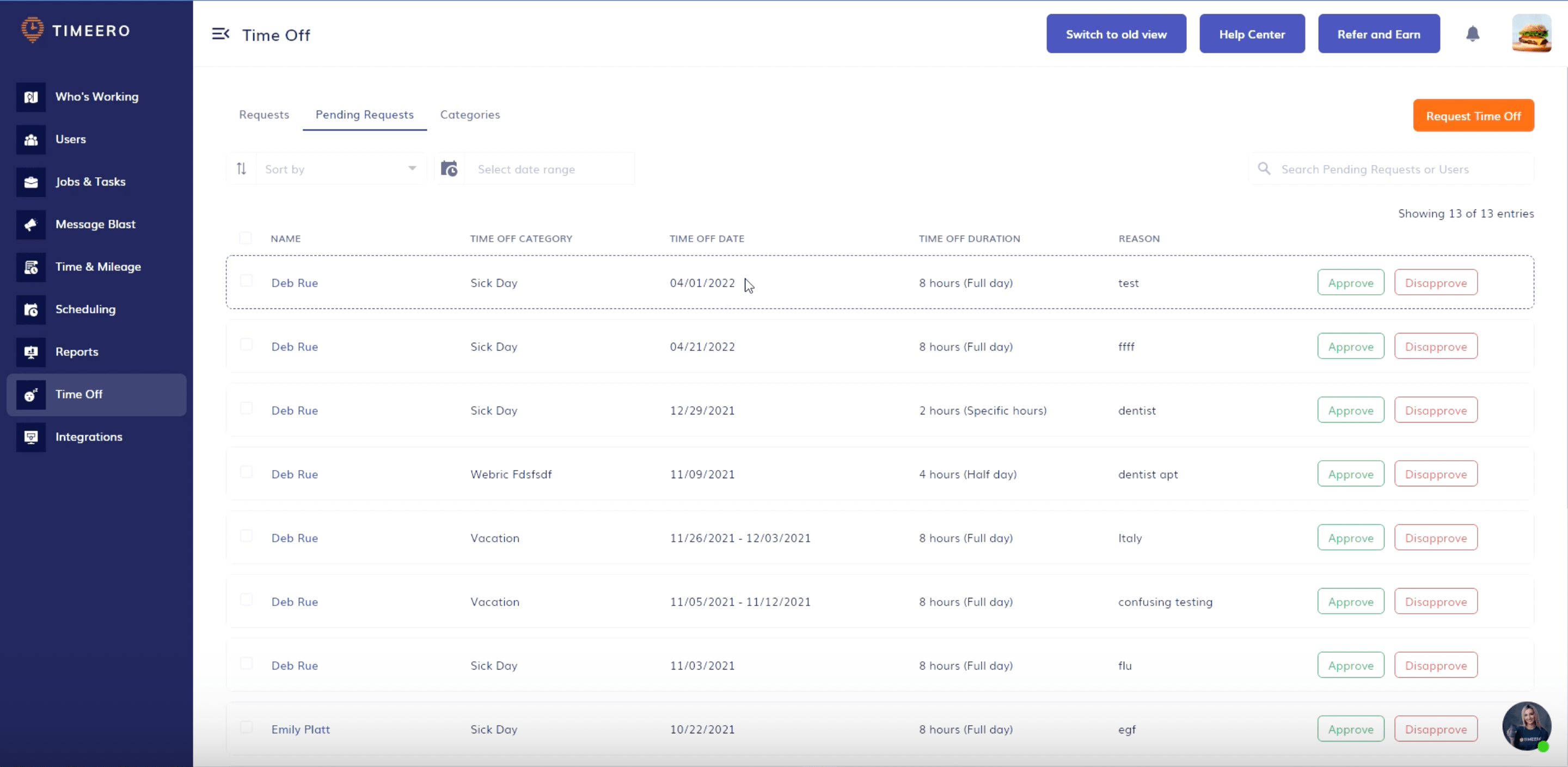 Timeero is a vacation and sick time tracking timesheet alternative