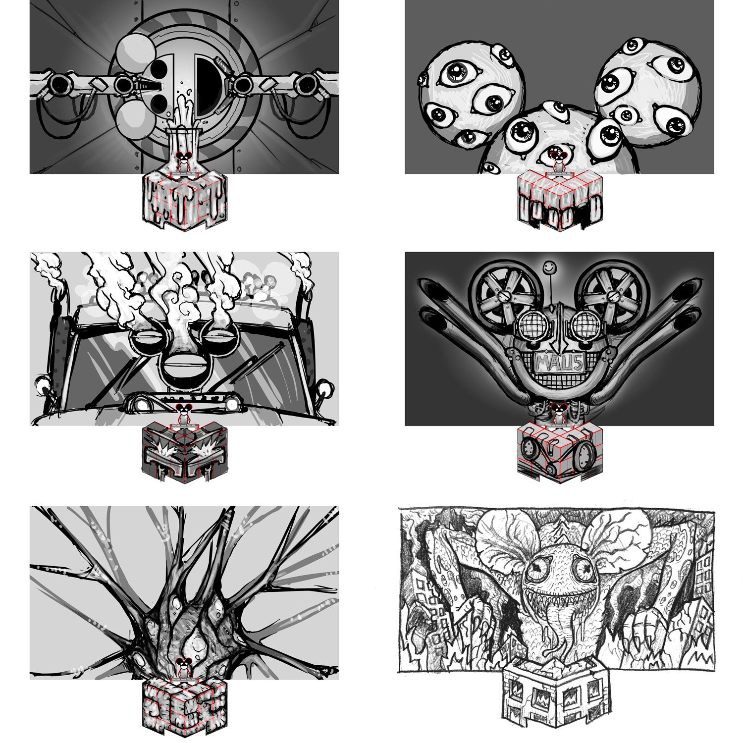 Deadmau5 Cube 2.0 visuals concept sketch