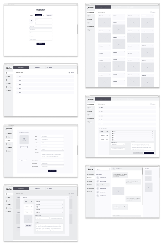 Screenshots of a web app we made