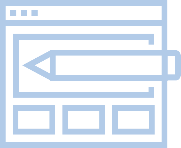 A pencil that's shown over a website, which illustrates our capability to customise websites for our clients.