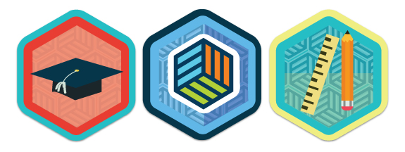Examples of digital badges.
