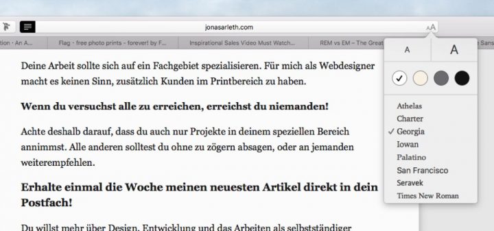 Reader Darstellung Safari