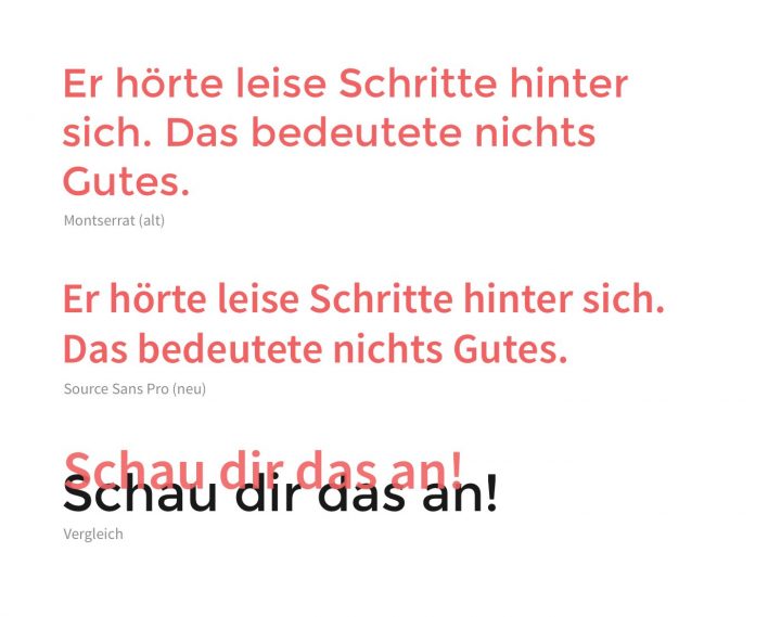 Schriftbild Vergleich Source Sans Pro und Montserrat