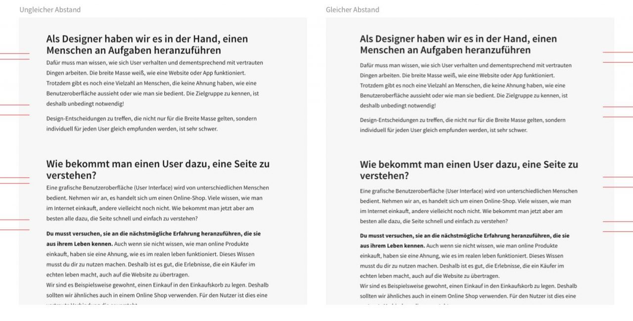Abstand zwischen Headline und Fließtext