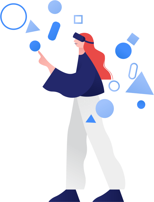 Illustration of a person using a virtual reality headset device