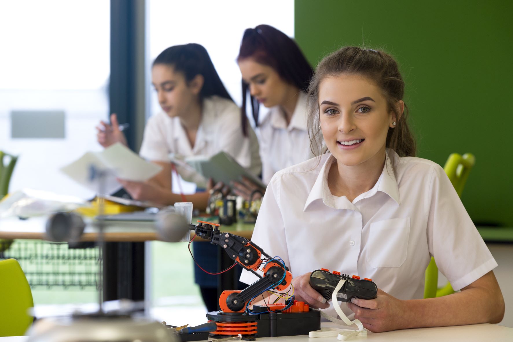 Young female engineer students