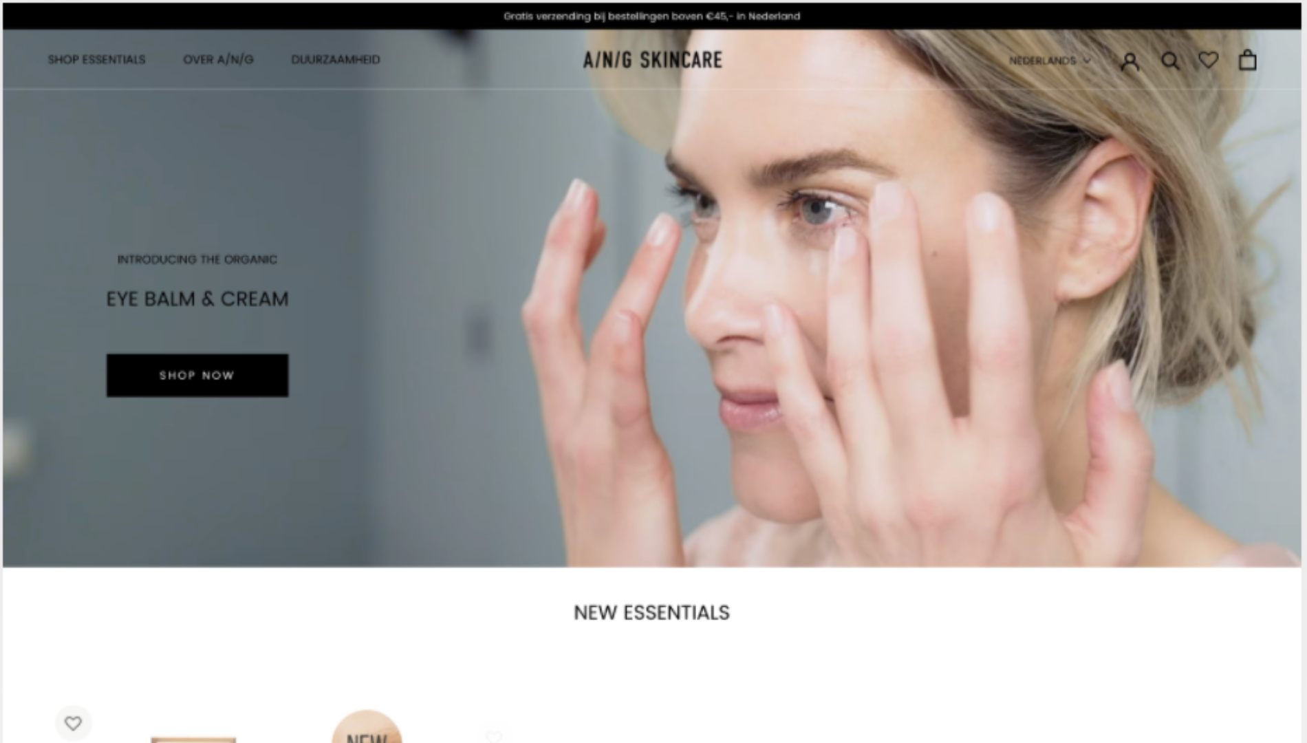 Hoofdbeeld van opdrachtgever ANG skincare