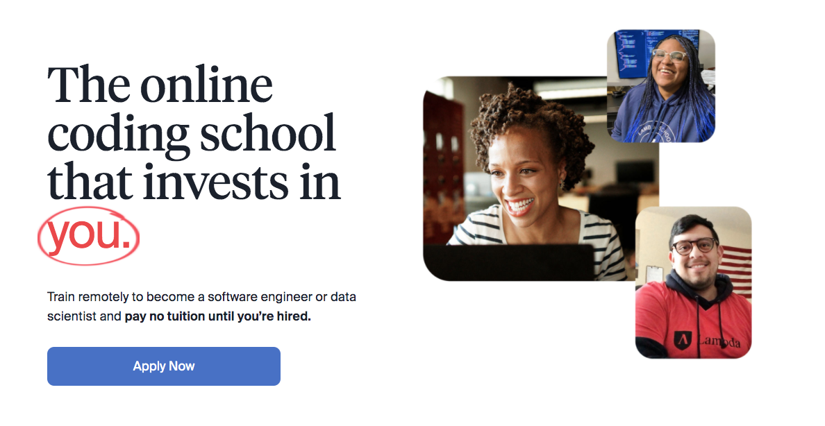 Lambda School visual, a coding school built with No Code