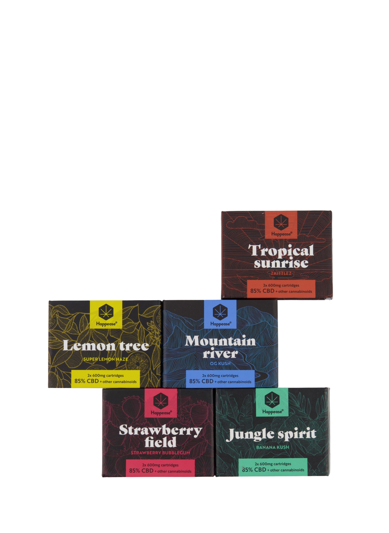 The refill vaping cartridges for standard 510 batteries. Using top-quality hemp from Switzerland, Happease is one of the leading CBD vaping companies on the European market today. The extraction takes place in the Czech Republic using only the finest hemp-derived terpenes to enhance the effects and taste. Happease uses CCell hardware, the reference on the market for high-quality oil vaping supplies widely used in the US. Never cutting corners, they use glass cartridges and ceramic tips for a premium experience. Check out Features for details on each flavor.
CBD products are not medicine and cannot diagnose, treat or cure diseases. Always consult your own doctor before starting a new dietary program.